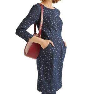 Boden Coraline Twee Polka Dot Denim Mini Shift Dress